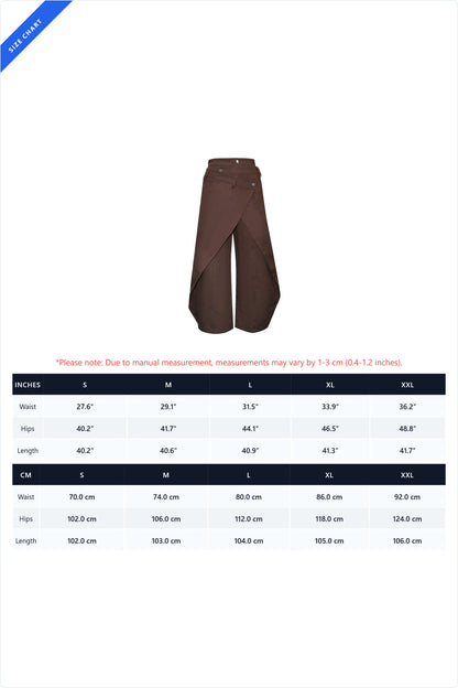 High-Waist Asymmetric Wrap Wide Leg Pants
