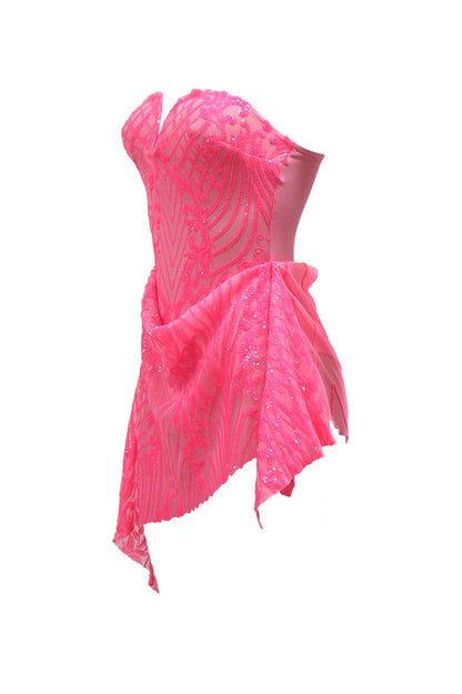 Strapless Mesh Bodycon Club Party Dress