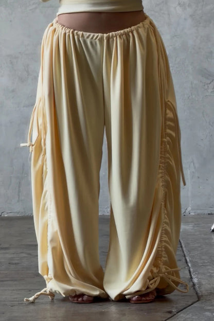 Adjustable Drawstring Baggy Parachute Pants