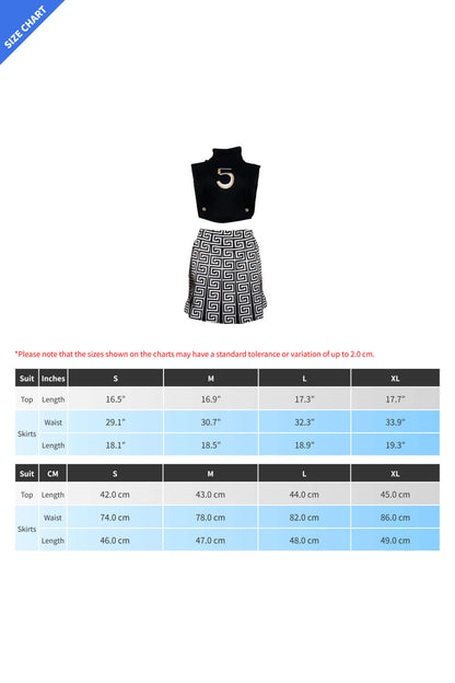 Printed Skirt & Embroidered Top Set