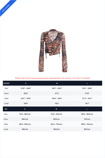 Tiger-Print Tie-Front Mesh Shirt