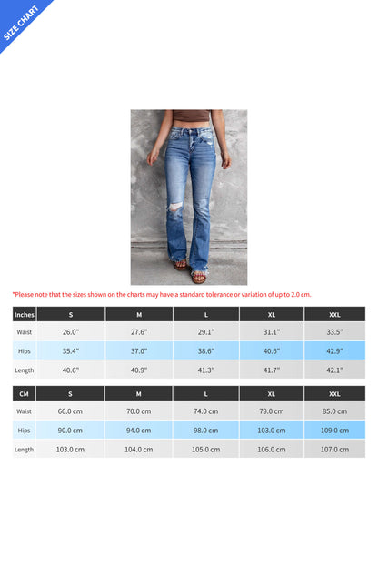 High Waist Distressed Raw Hem Flare Jeans