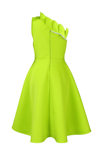 Pleated Asymmetric Cut Long Dress
