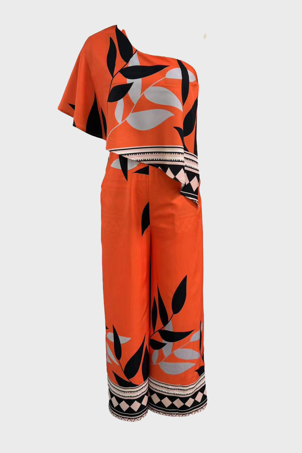 Printed Irregular Wide-leg Jumpsuit