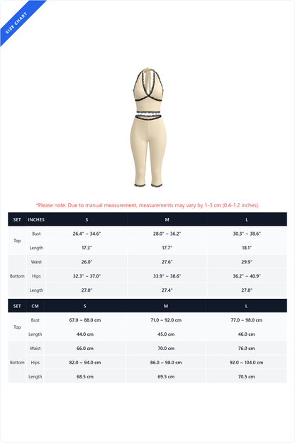 Lace Trim Ribbed Capri Set