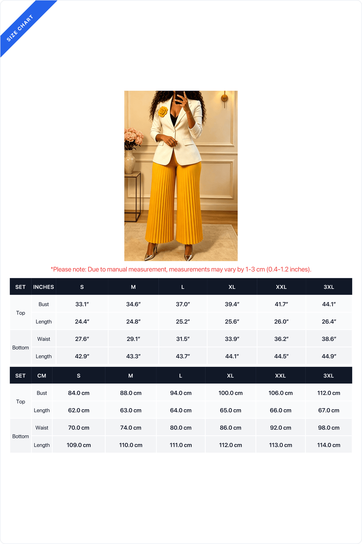 Floral Brooch Blazer Pleated Pants Set