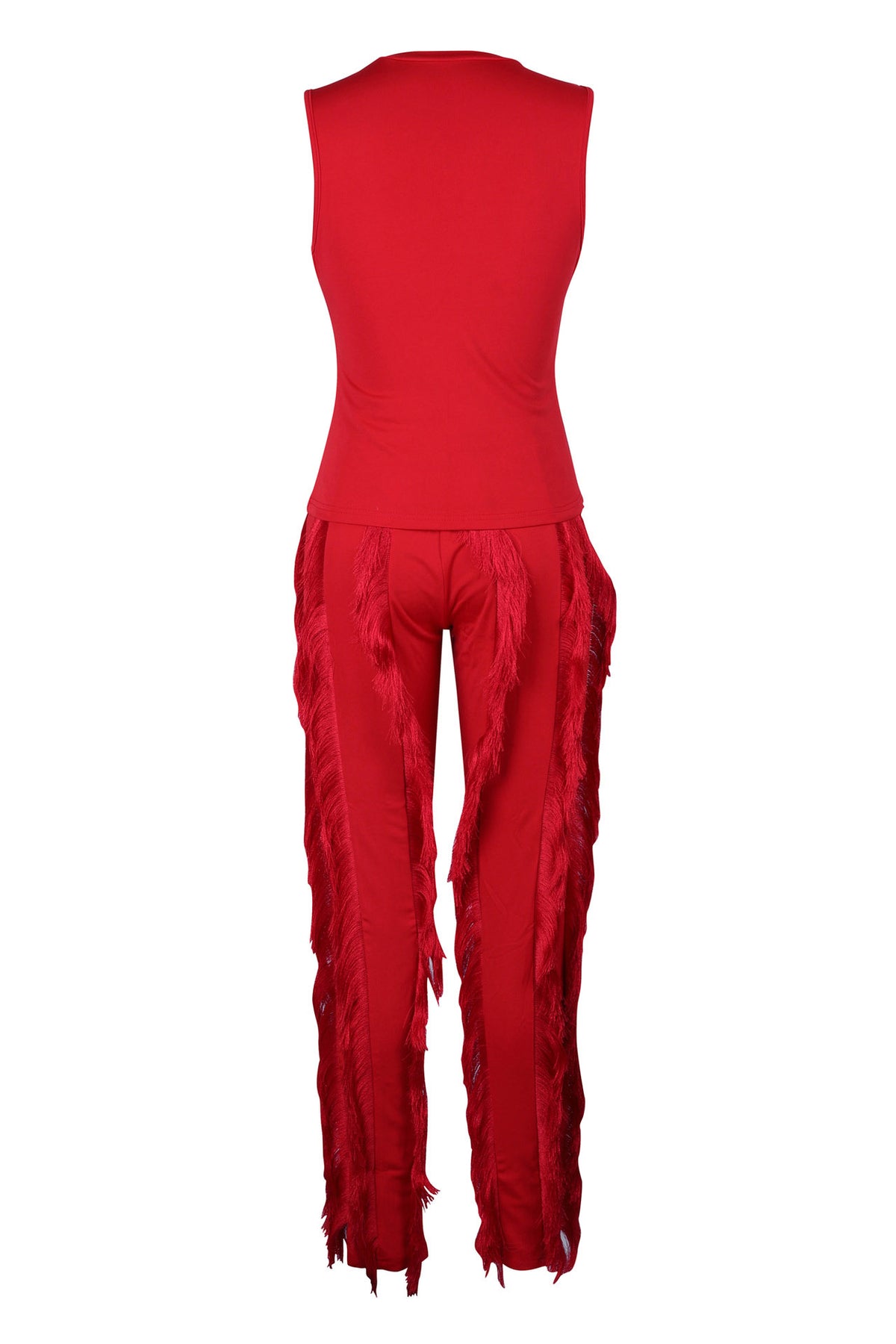 Fringe Pants Sleeveless Casual Two Piece Set