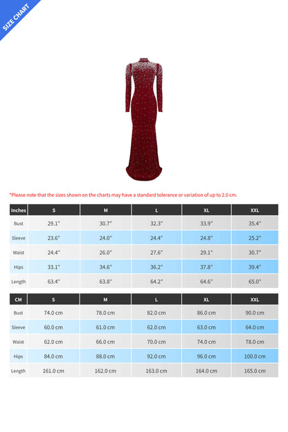 Rhinestone Mock Neck Mermaid Maxi Dress