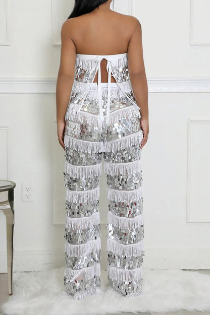 Fringe Sequin Pants Set