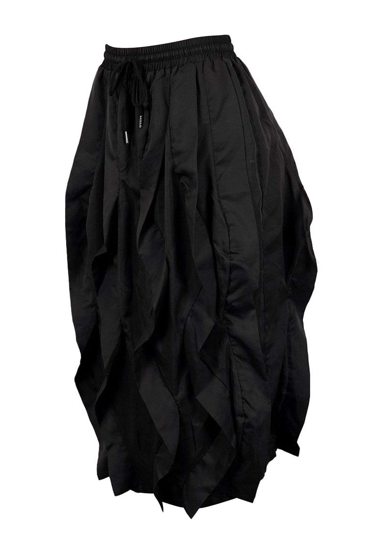 Ruched Drawstring Parachute Maxi Skirt