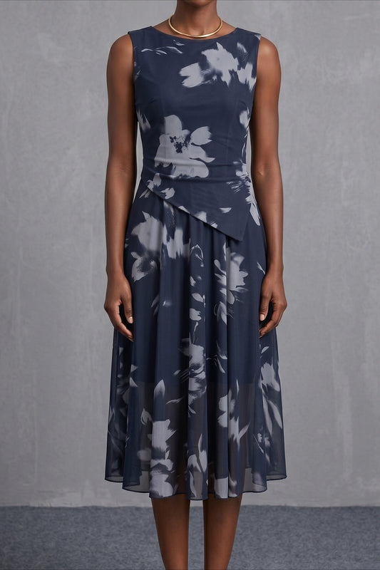 Abstract Print Asymmetric Top & Skirt Set