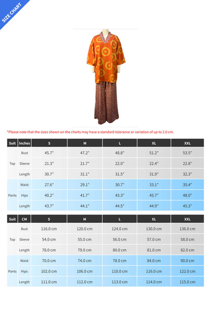 Abstract Print Kaftan & Wide Leg Pants Set