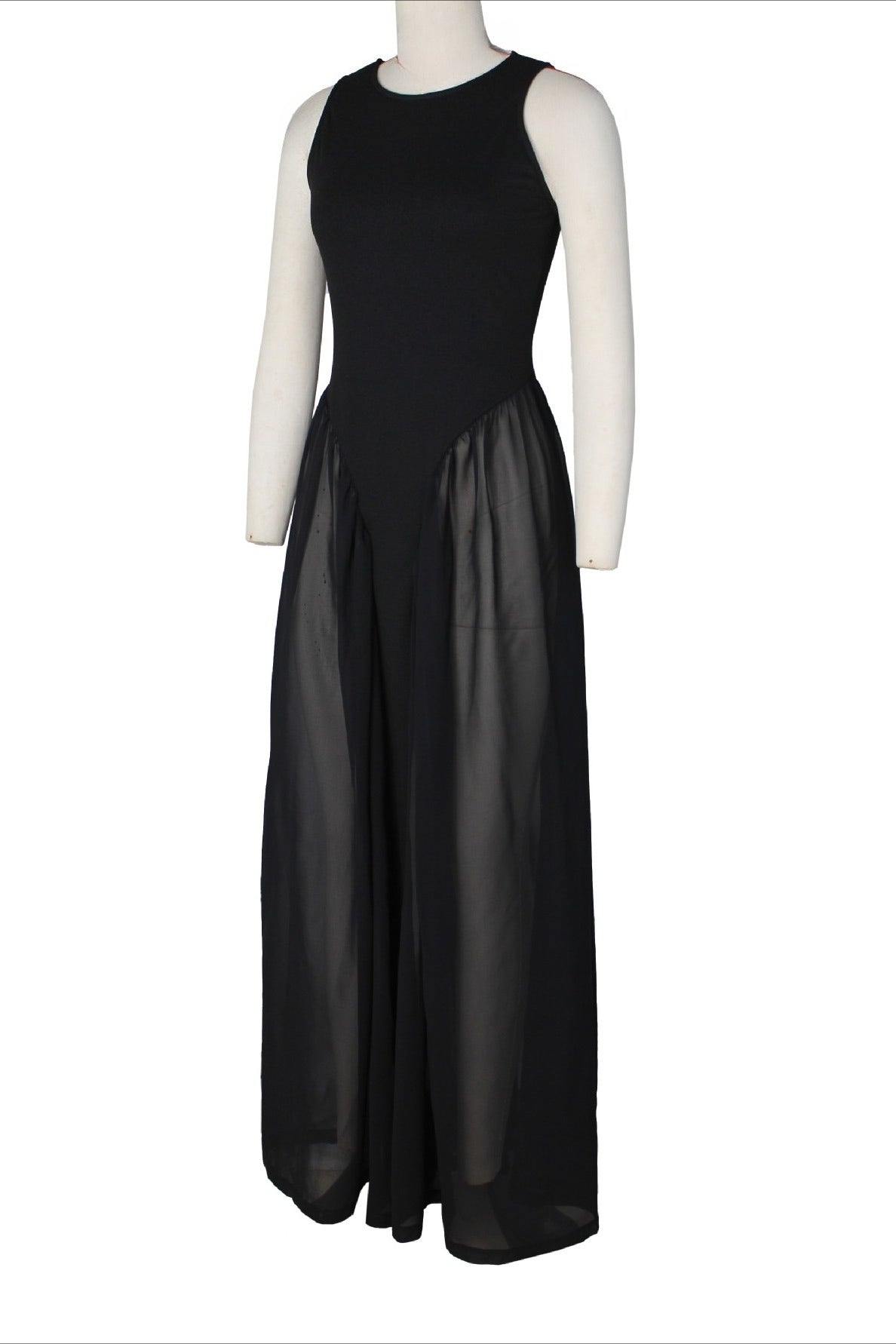 Spliced Chiffon Pleated Maxi Dress