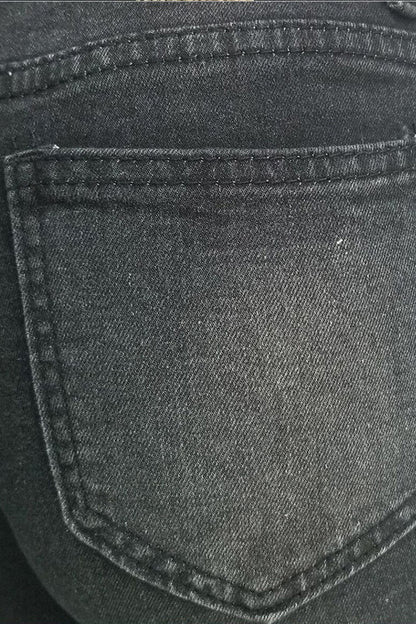 High-Rise Fringe Trim Distressed Skinny Jeans