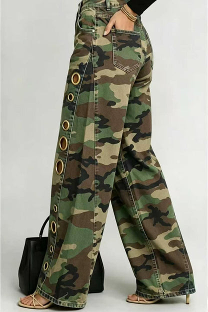 Baggy Camo Eyelet Wide Leg Pants