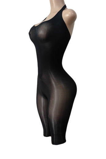 Backless Halter Bodycon Biker Romper