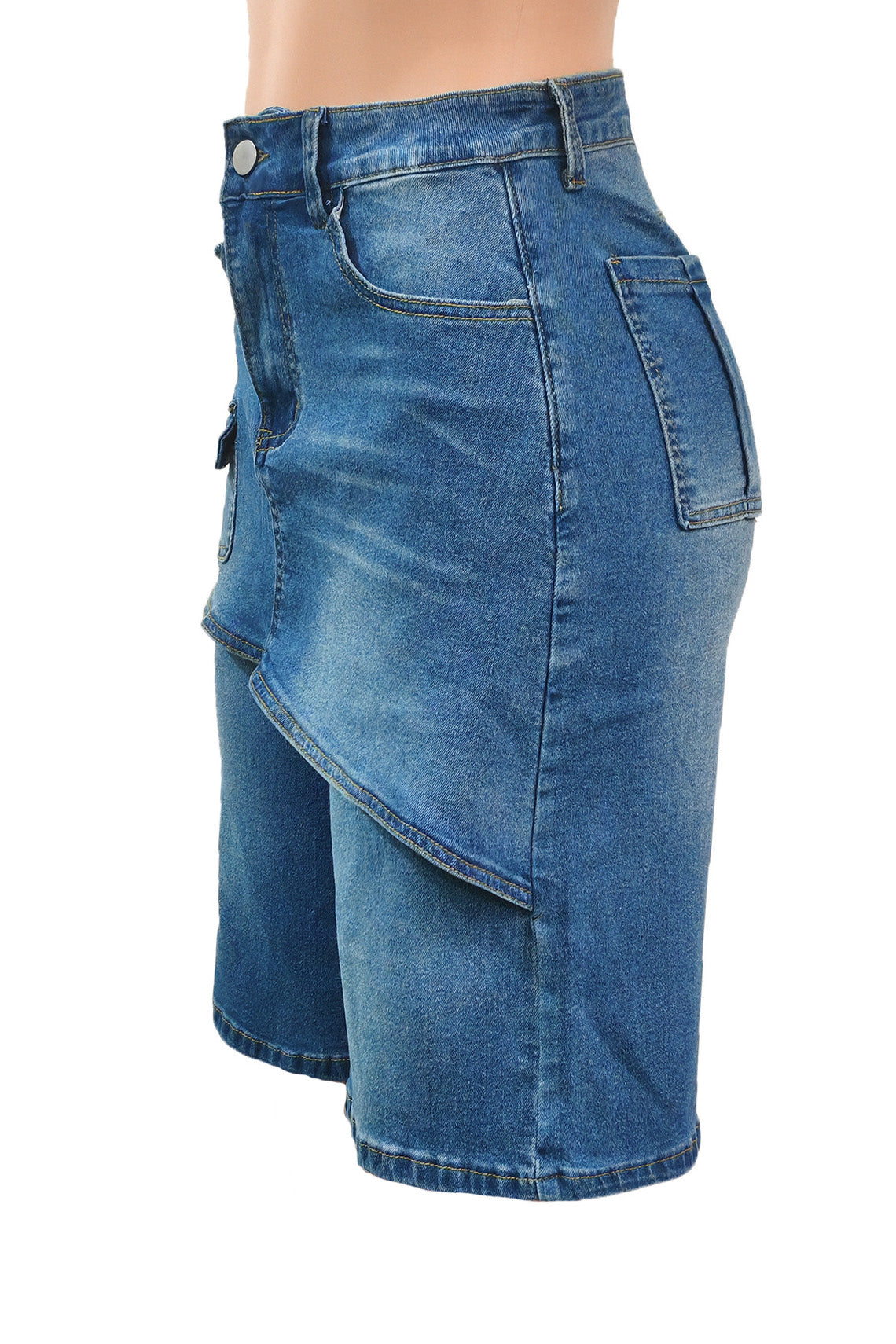 Layered Baggy Denim Skort Shorts