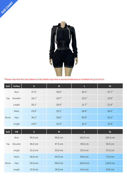 Mineral Wash Zip Hoodie & Shorts Set