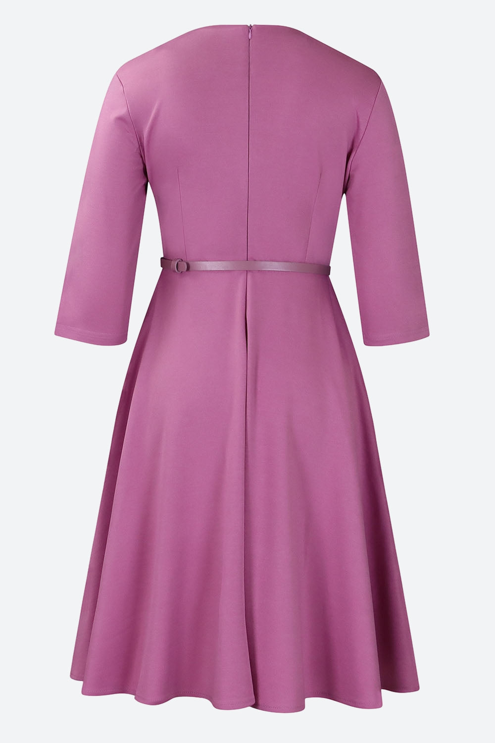 Three-Quarter Sleeve Ruched Waist Dress
