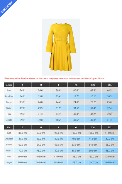 Crew-Neck Long Sleeve High Waisted Dress