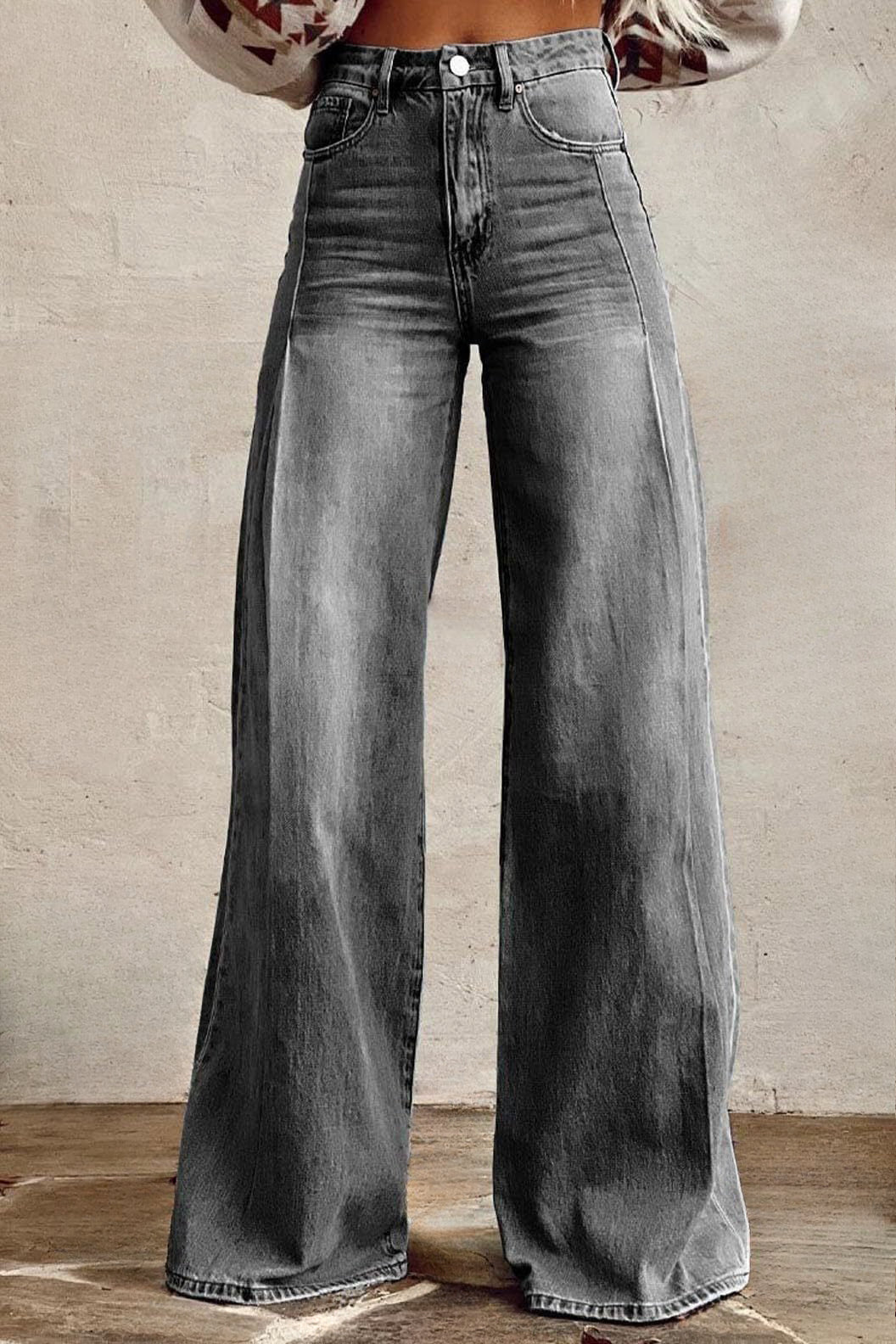 Vintage High Waist Wide Leg Floor Length Jeans