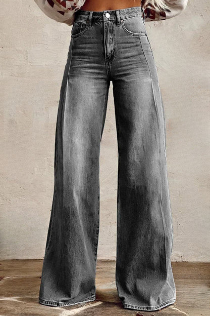 Vintage High Waist Wide Leg Floor Length Jeans