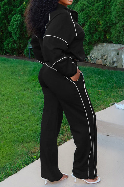 Half-Zip Sweatshirt & Wide Leg Pants Set