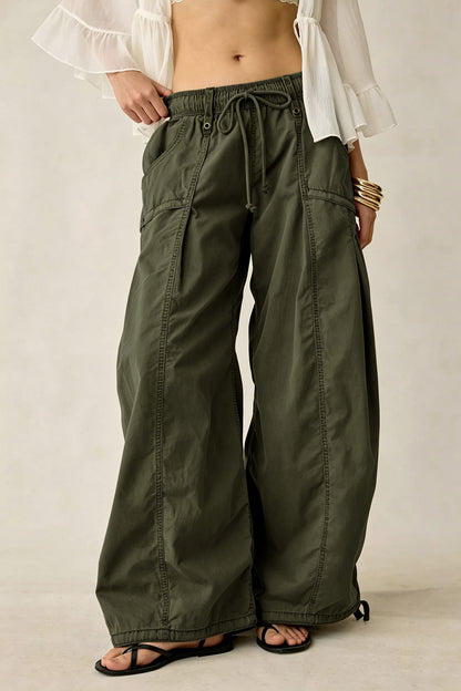 Wide Leg Drawstring Parachute Pant