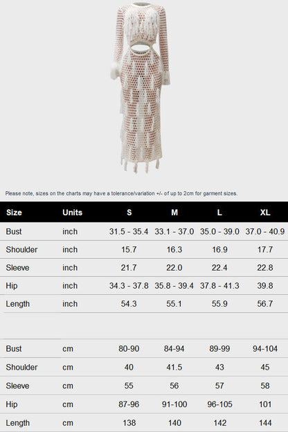 Fringe Knitting Hollow Long Dress