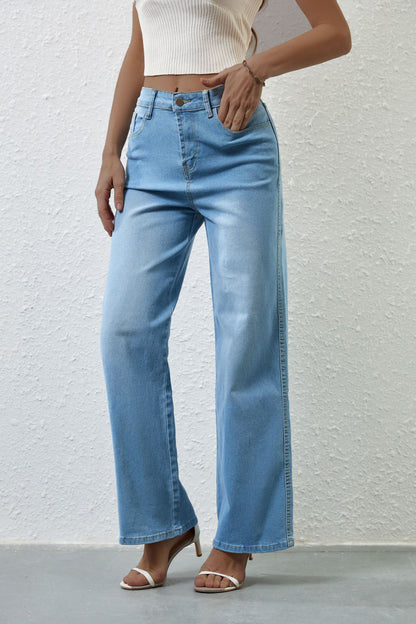 High Waist Straight Leg Jeans