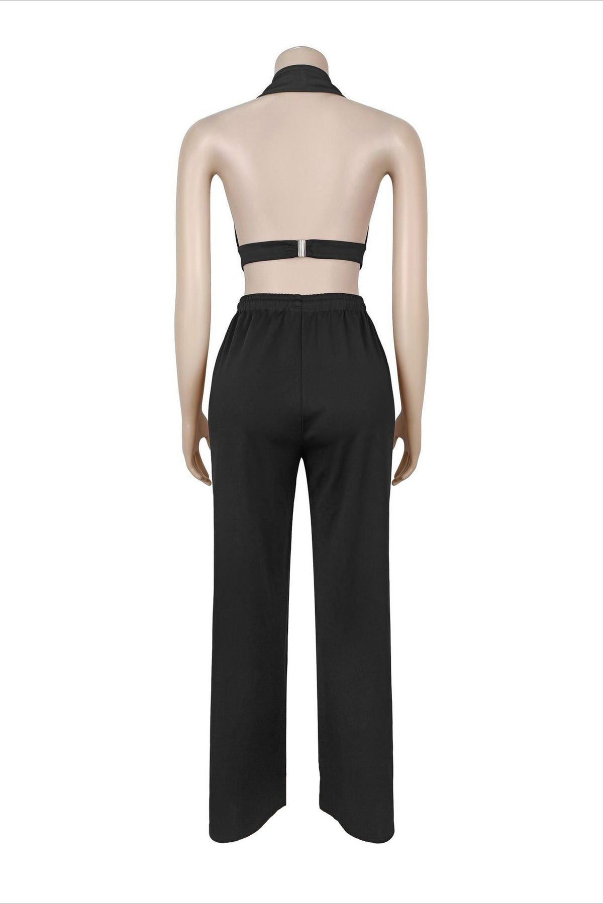 Oversized Eyelet Halter Crop Top & Pant Set