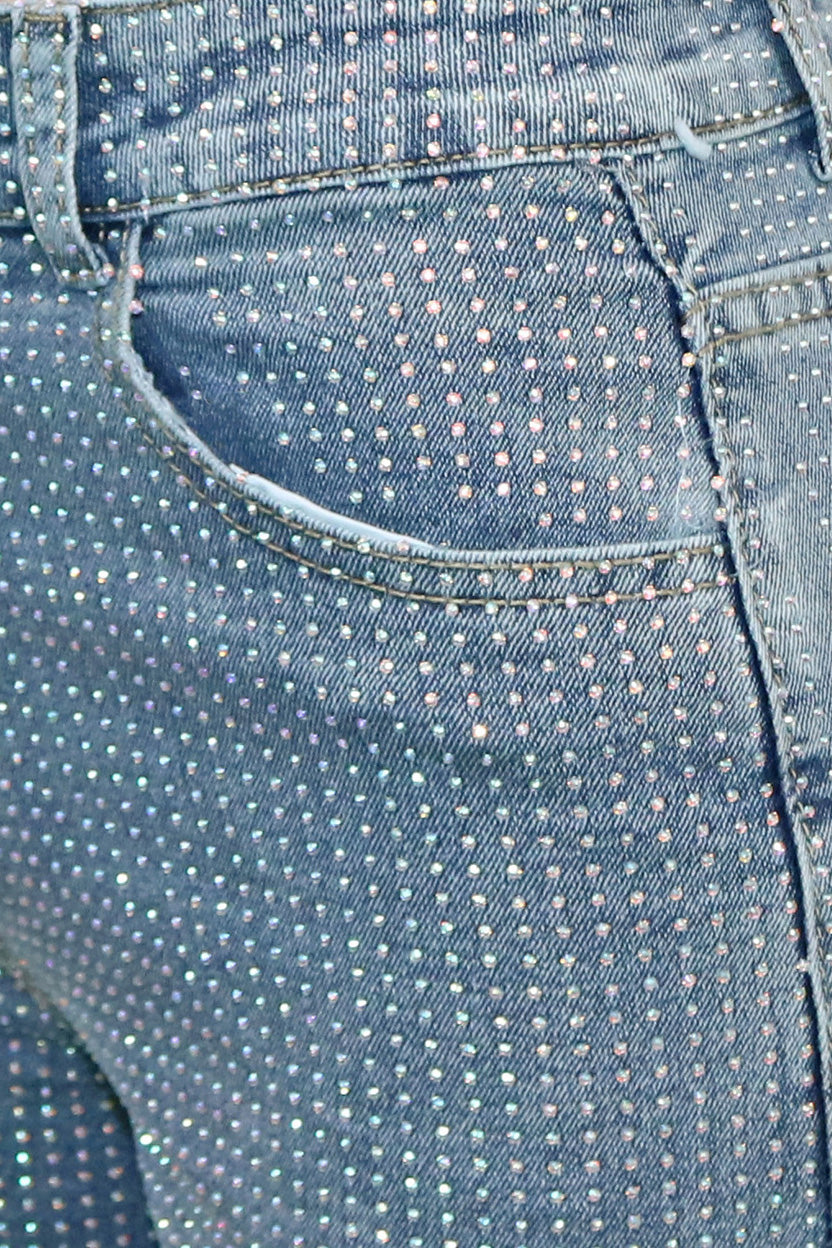 Rhinestone Straight-Leg Denim Jeans