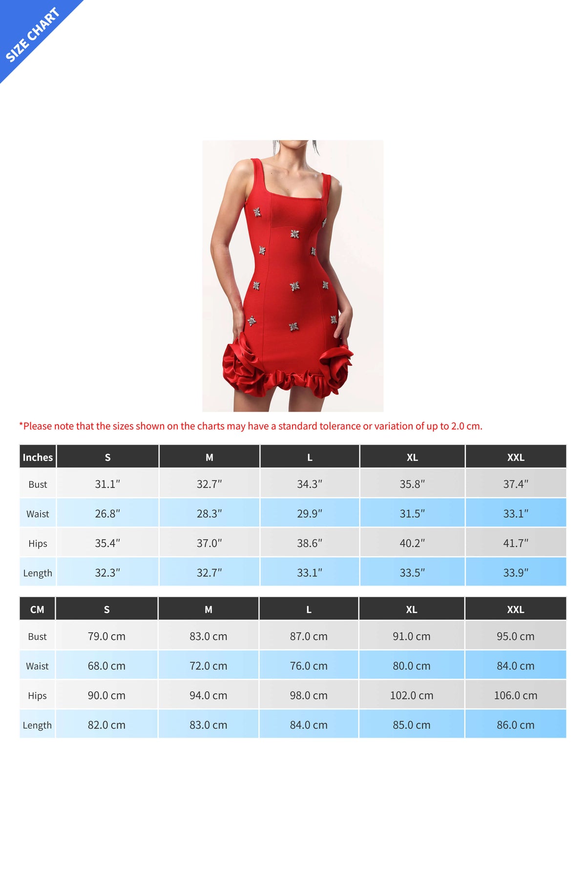 Rhinestone 3D Rosette Hem Mini Dress