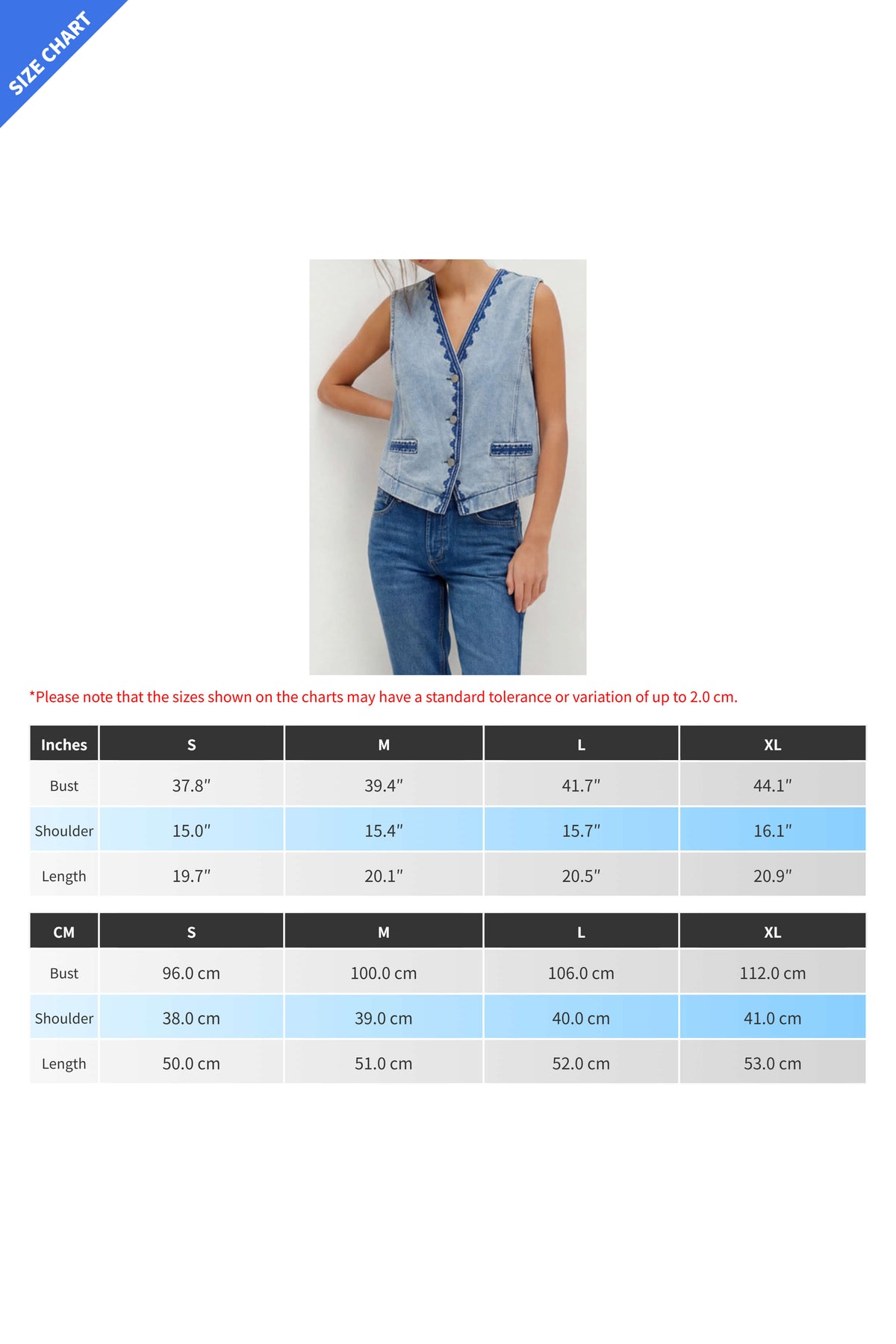 Embroidered Boho V-Neck Denim Vest