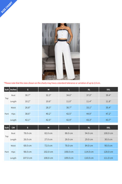 Wide-Leg Pant Suit with Wrap Detail Top