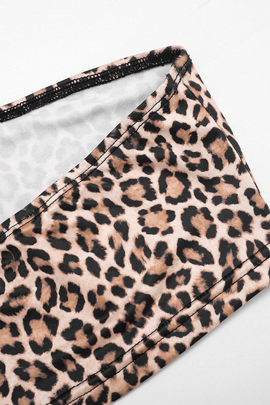 Leopard Crop Top, Cardigan & Capri Pants Set