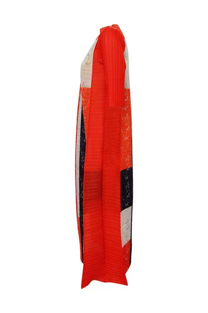 Abstract Print Pleated A Line Midi Dress