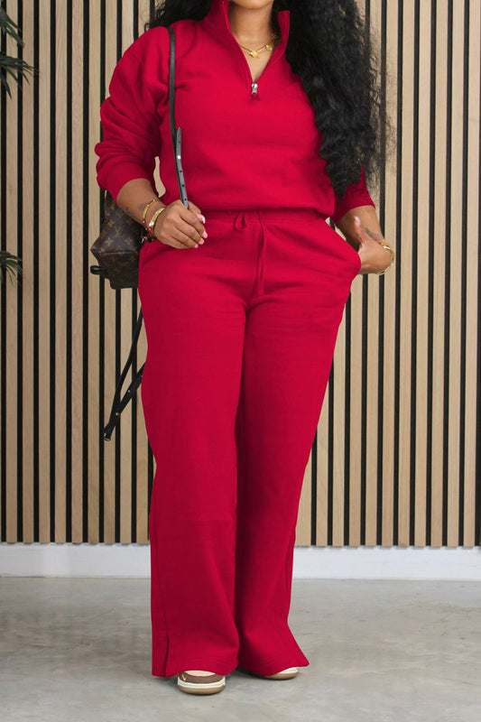 Fleece Lined Loose Fit Two-Piece Tracksuit