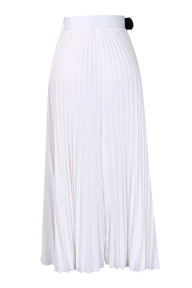 High Waist Pleated Midi Skirt