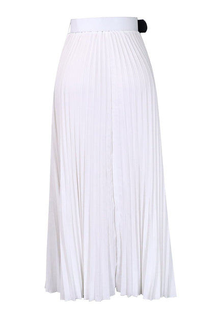 High Waist Pleated Midi Skirt