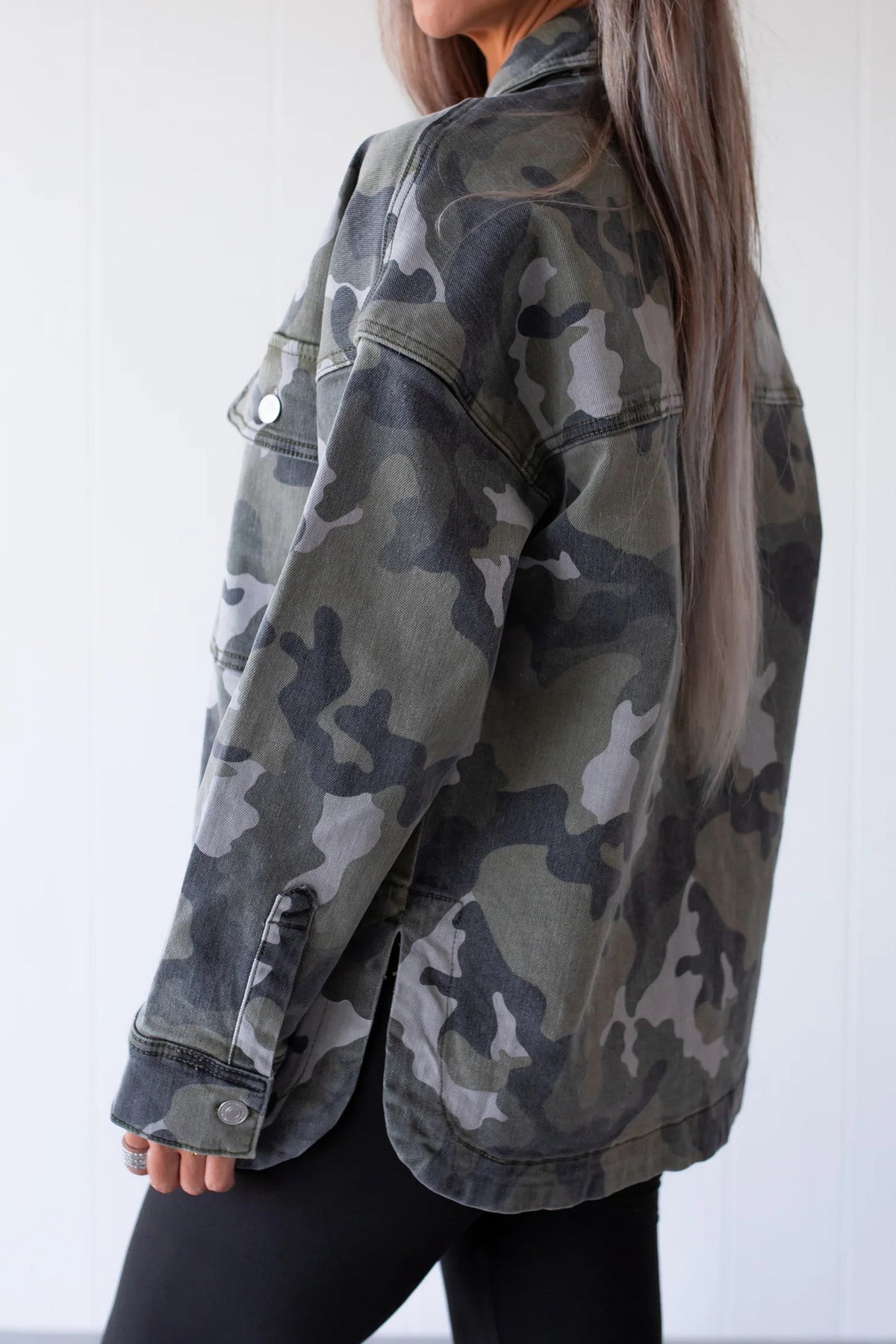 Oversized Camo Print Utility Jacket