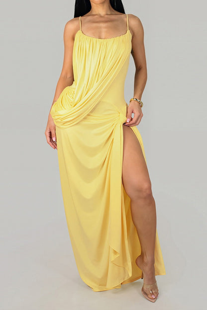 Asymmetrical Draped Maxi Dress