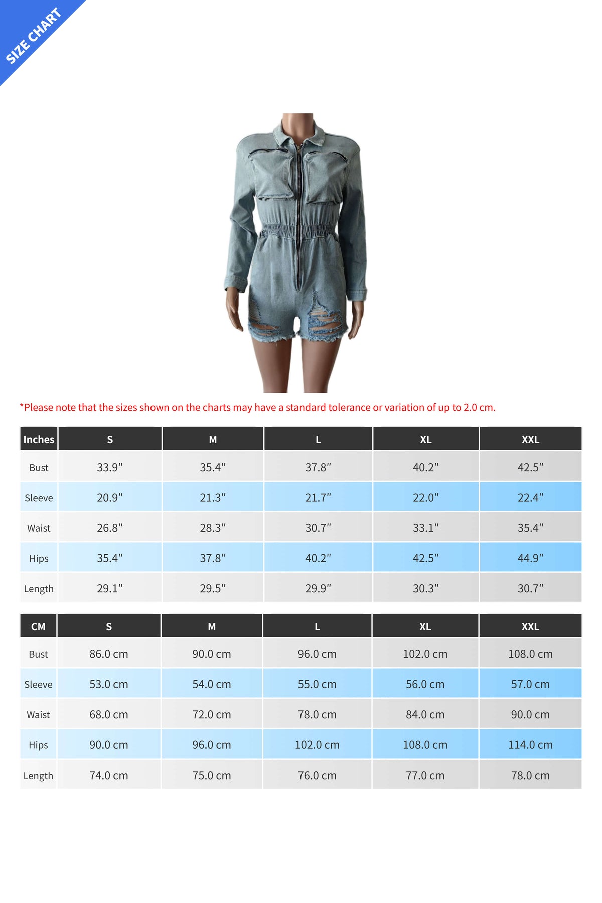 Long Sleeve Stretchy Washed Denim Romper