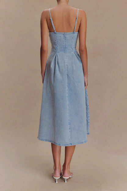 A Line Denim Midi Dress