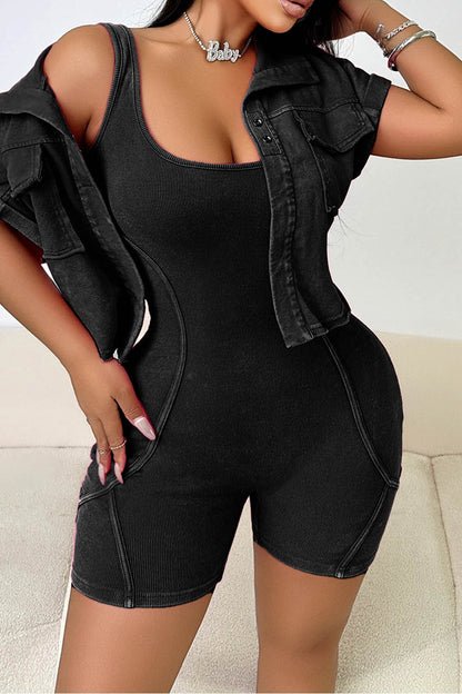 Vintage Washed Rompers & Jacket Set