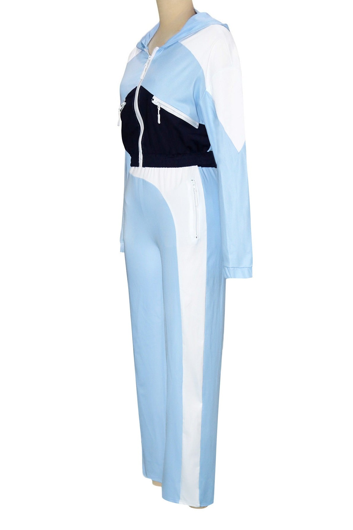 Colorblock Zip Front Hoodie and Pants Set