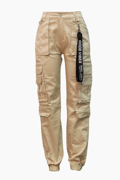 High Rise Cargo Joggers With Pockets