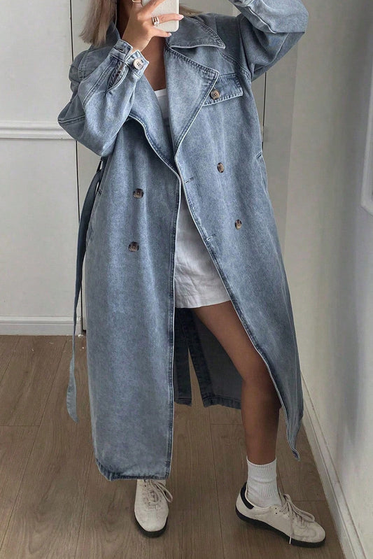 Double-Breasted Denim Trench