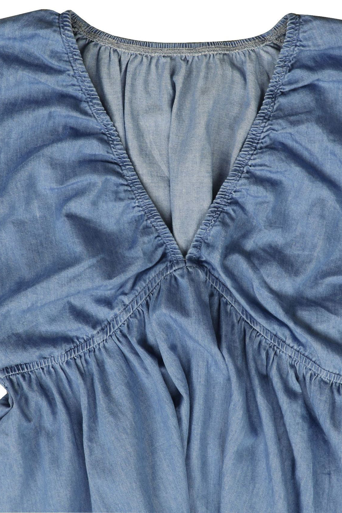 Boho Denim Puff Sleeve Mini Dress