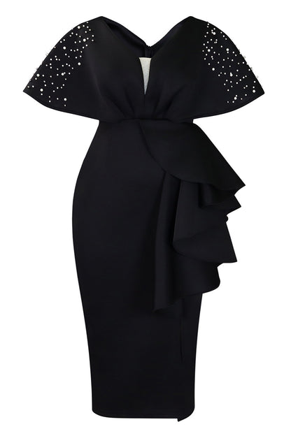 Beaded Ruffled Split Party Dress